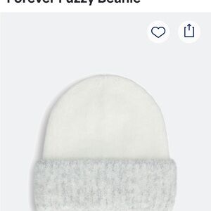 Free People White Fuzzy Beanie